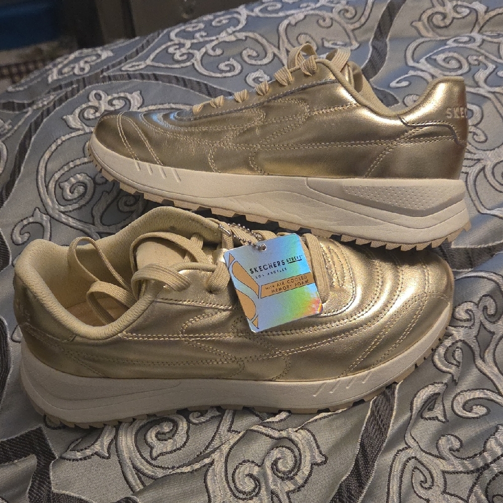 Skechers Women's Metallic Gold Sneakers